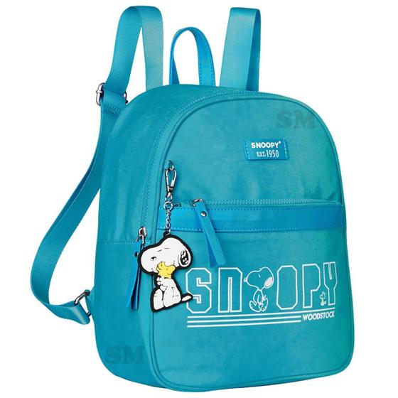 Imagem de Mochila / Bolsa Moderna Com Bolso Zíper Semax Snoopy Azul