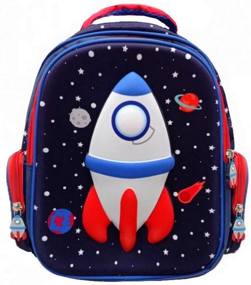 Mochila Bolsa Reforçada Menino De Costas Foguete Robô 3d Alto Relevo ...