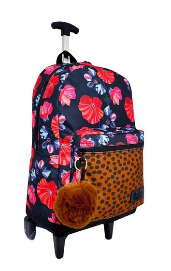 Imagem de Mochila Bolsa Universitária Feminina Moderna Rodinhas