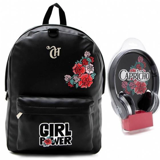 Imagem de Mochila Capricho Sound Girl Power + Fone De Ouvido 11366 Dmw