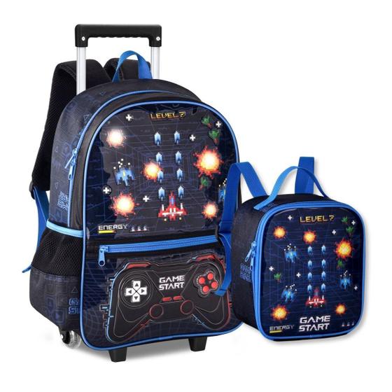 Imagem de Mochila Carrinho Com Lancheira Video Game Bolsa Escola Gamer