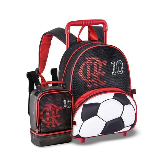 Imagem de Mochila Carrinho Flamengo Com Lancheira Térmica Escolar Masc