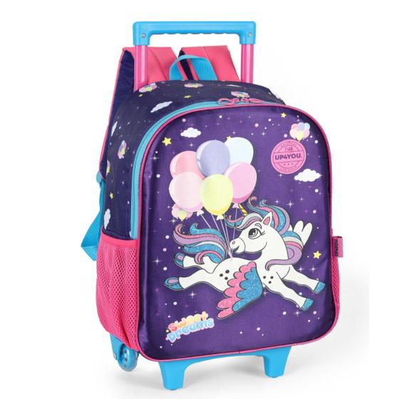 Imagem de Mochila Carrinho Unicornio Up4you Com Alças Costa Up4you