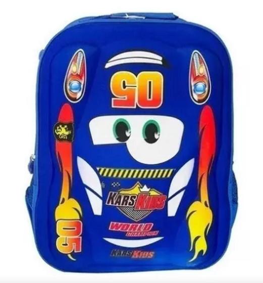 Mochila Carros Relampago Mcqueen 3D Costas 5005 Azul - VOZZ - Mochila ...