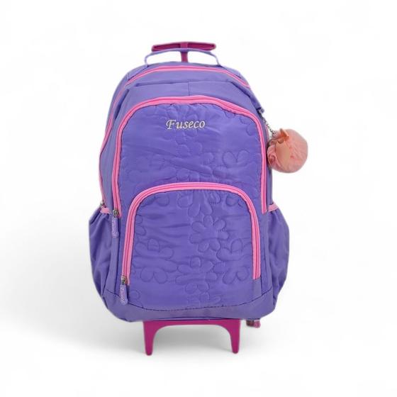 Imagem de Mochila colorida grande feminina adulta juvenil adolescente menina escolar trabalho passeio viagem rodinha fuseco