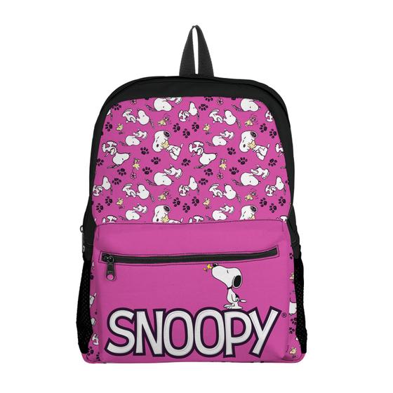 Imagem de Mochila com Bolso Escolar Infantil Avulsa Snoop Menina e Menino 