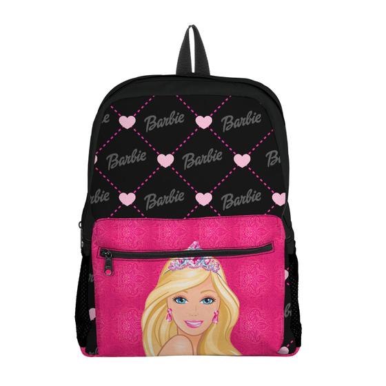 Imagem de Mochila com Bolso Infantil Avulsa Menina Barbie Rosa  