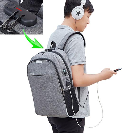 Imagem de Mochila Com Cadeado Inteligente Executiva Porta USB Moderna Lançamento