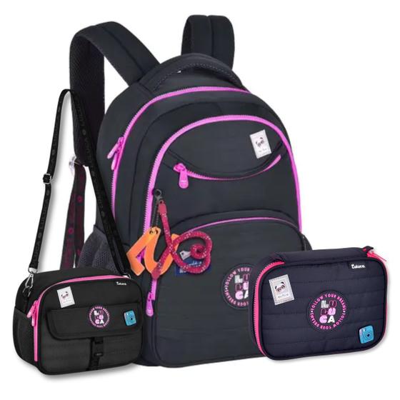 Imagem de Mochila com Lancheira e Estojo Box Kit Escolar Luluca Completo