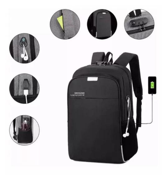 Imagem de Mochila Com Porta USB & Cadeado Bolsa Ultra Leve Inteligente Executiva