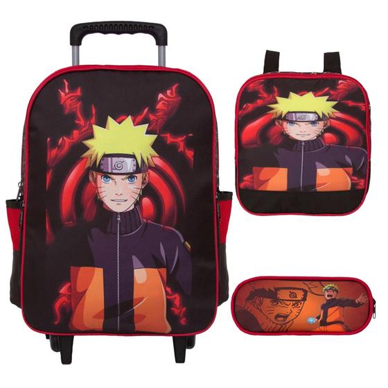 Imagem de Mochila com Rodas Infantil Naruto + Estojo e Lancheira Aulas