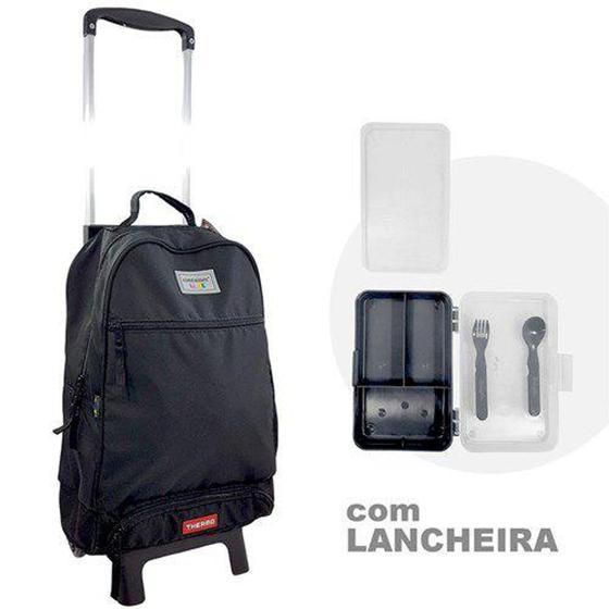 Imagem de Mochila com rodinha container kids thermo preta com lancheira e marmita 53x28x13cm - dermiwil - DMW