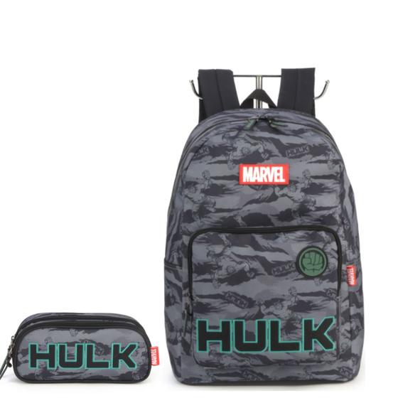 Imagem de Mochila Costa Camuflada Hulk Escolar Juvenil Menino +Estojo