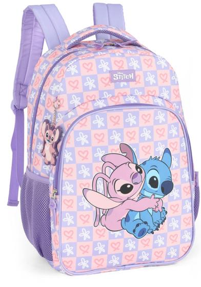 Imagem de Mochila Costa Grande Stitch Disney Com Chaveiro Lilas Original Licenciada