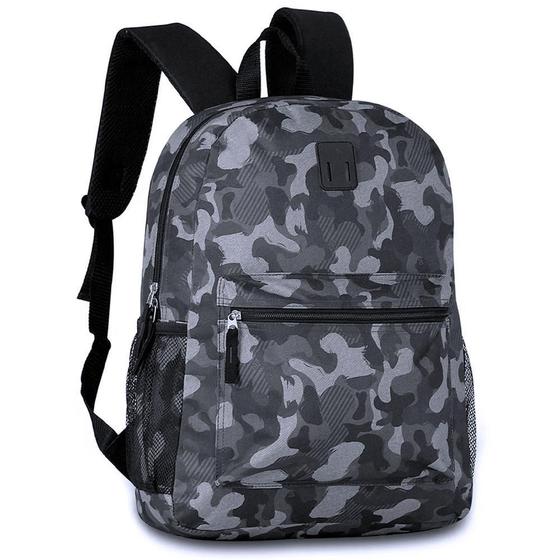 Imagem de Mochila Costas 17 Escolar Sport Camuflado Cinza Mf23077 Clio