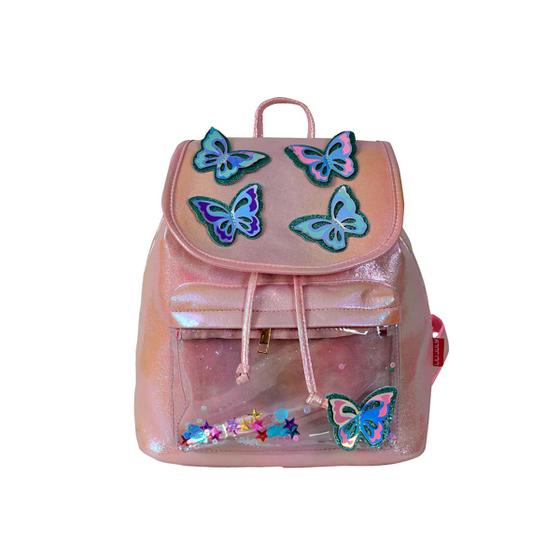 Imagem de Mochila Costas Bolsa Feminina Infantil Juvenil Escolar Menina Brilhante Sweet Fada Borboleta Lili July