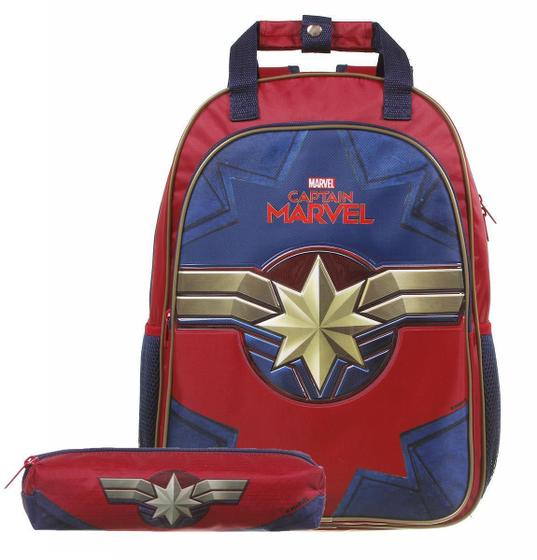 Imagem de Mochila Costas Capitã Marvel Escolar Infantil E Estojo Soft