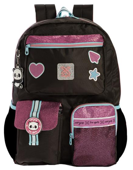 Imagem de Mochila Costas Com Glitter Bolsa Escolar Com Chaveiro Duplo