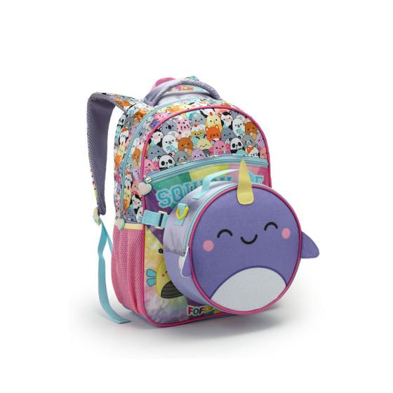 Imagem de Mochila Costas Com Lancheira Baleia Gatinha Escolar Infantil