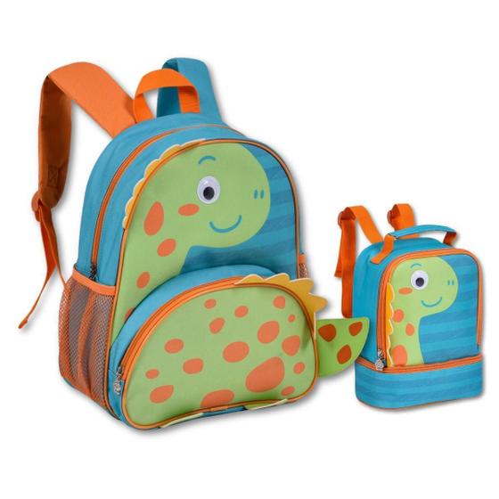 Imagem de Mochila Costas E Lancheira Dinossauros Kit Escolar Meninos