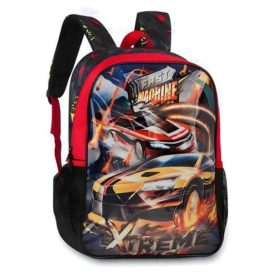 Imagem de Mochila Costas Escolar 16 Fast Machine Carros Preto Clio