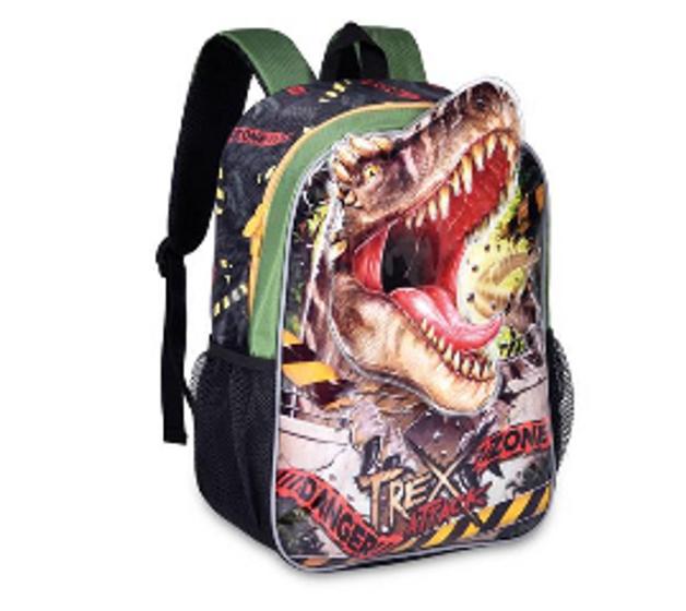 Imagem de Mochila Costas Escolar Dinossauro T-Rex Attack Verde - Clio