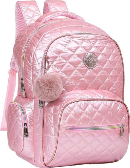 Imagem de Mochila Costas Escolar Faculdade Infantil Juvenil Feminina Matelassê Yepp Rosa