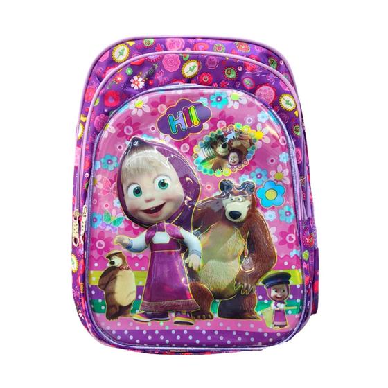Imagem de Mochila Costas Escolar Masha E Urso Infantil Garota - Roxa