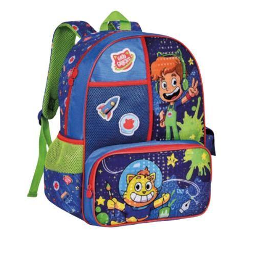 Imagem de Mochila Costas Infantil Gato Galactico Verde e Azul