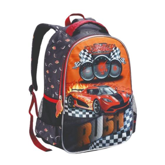 Imagem de Mochila Costas Infantil Menino Masculina Carros Rush Escolar Denlex