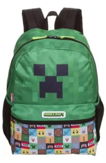 Mochila Costas Infantil Minecraft Verde Menino Original Menor preço em Mochila Costas Infantil Minecraft Verde Menino Original