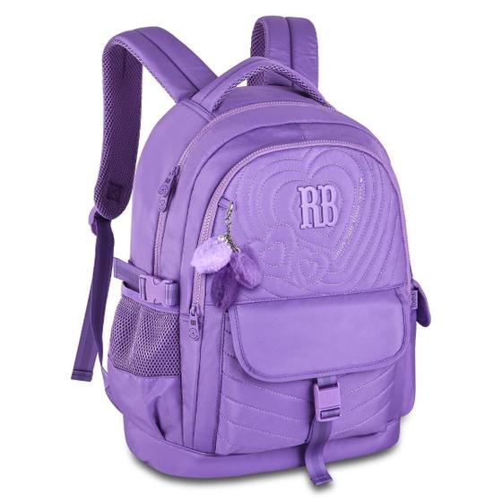 Imagem de Mochila Costas Rebecca Bonbon Soft Com Matelassê Moda Meninas Bolsa Juvenil Escolar Pompom Coração Macio Volta As Aulas