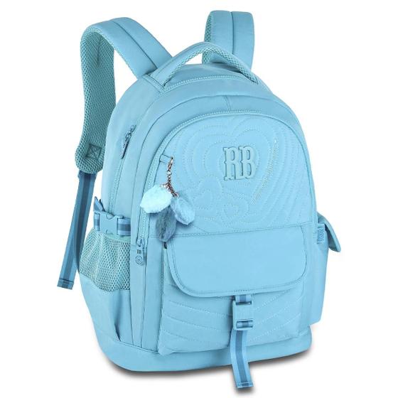 Imagem de Mochila Costas Rebecca Bonbon Soft Com Matelassê Moda Meninas Bolsa Juvenil Escolar Pompom Coração Macio Volta As Aulas