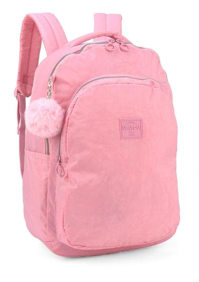 Imagem de Mochila Crinkle Escolar Notebook Juvenil Rosa Com Chaveiro  - luxcel