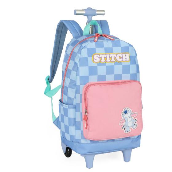 Imagem de Mochila De Carrinho Rodinha Stitch Ohana Escolar Grande