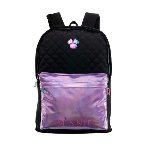 Imagem de Mochila De Costa Minnie Holográfica Preta E Lilás Xeryus