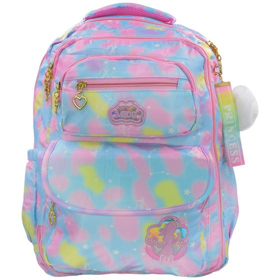 Imagem de Mochila de Costas Bolsa Escolar Grande P/ Menina Feminina Colorida Desenho P/ Notebook Resistente - Princesa Luxo Moda