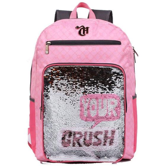 Imagem de Mochila De Costas Capricho Lantejoulas Crush Pink