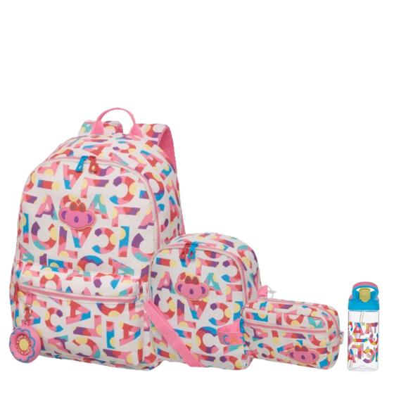 Imagem de Mochila de Costas com Lancheira Necessaire e Garrafa Lilica Flowers