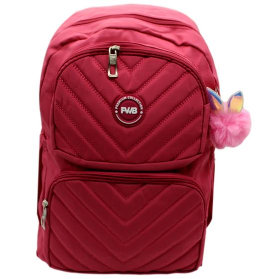 Imagem de Mochila de Costas com Pompom Premium Escolar Feminina Fashion Faculdade