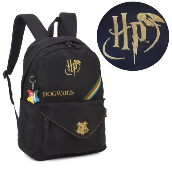 Imagem de Mochila de Costas Escolar Juvenil Preto Harry Potter 21L