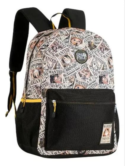 Imagem de Mochila De Costas Escolar One Piece Com Bolso Telado e Compartimento Para Notebook