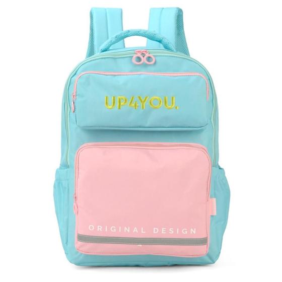 Imagem de Mochila De Costas Escolar Verde E Rosa Up4You - Luxcel