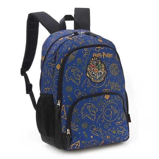 Imagem de Mochila de Costas Harry Potter Brasão Hogwarts - Azul - Luxcel