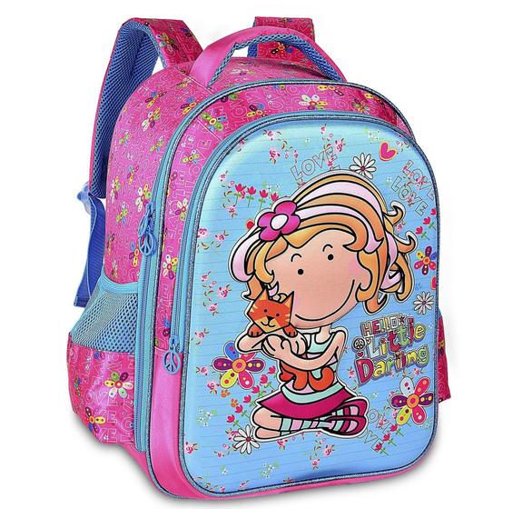 Imagem de Mochila de Costas Hello Darling Pink e Azul Clio