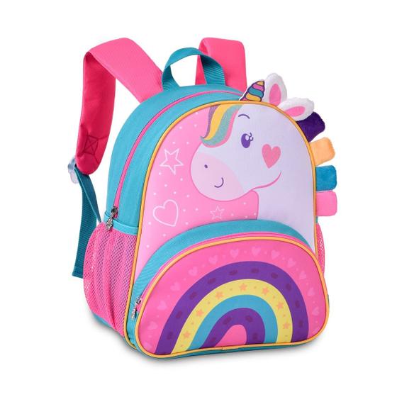 Imagem de Mochila de Costas Infantil Unicórnios Bolsa Escolar Meninas 