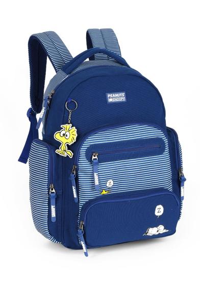 Imagem de Mochila De Costas Juvenil Snoopy Porta Notebook C/ Chaveiro Azul - Luxcel