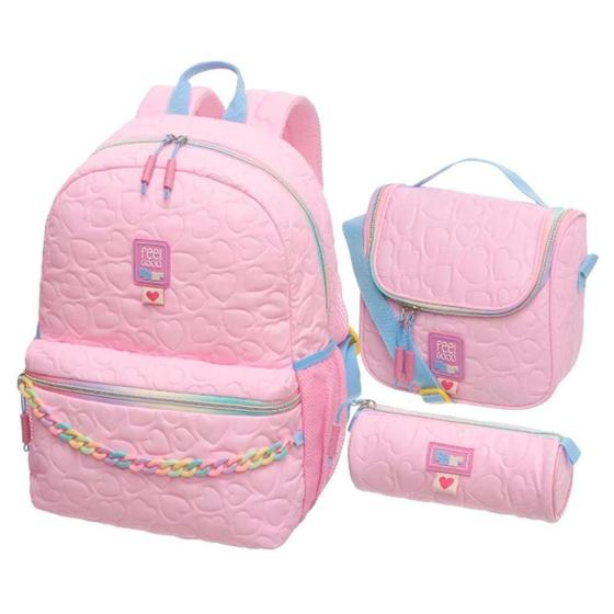 Imagem de Mochila De Costas + Lancheira + Estojo Pack Me Well Rosa