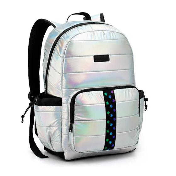 Imagem de Mochila De Costas Prata Holografica Escolar - Seanite