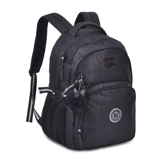 Imagem de Mochila de Costas Rebecca Bonbon RB24527 17” Preta em Crinkle Lurex com Bolso Antifurto e Compartimento Notebook